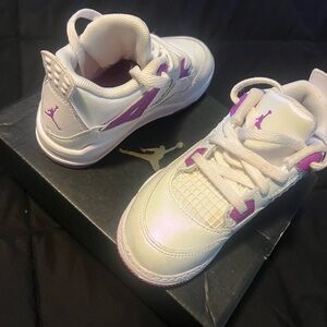 Kids' Jordan White and Purple Sneakers